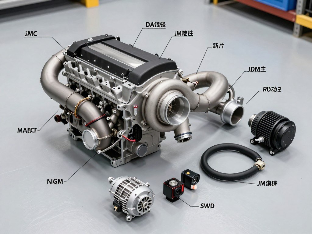 Complete Engine Package with all components labeled showing the comprehensive nature of the package