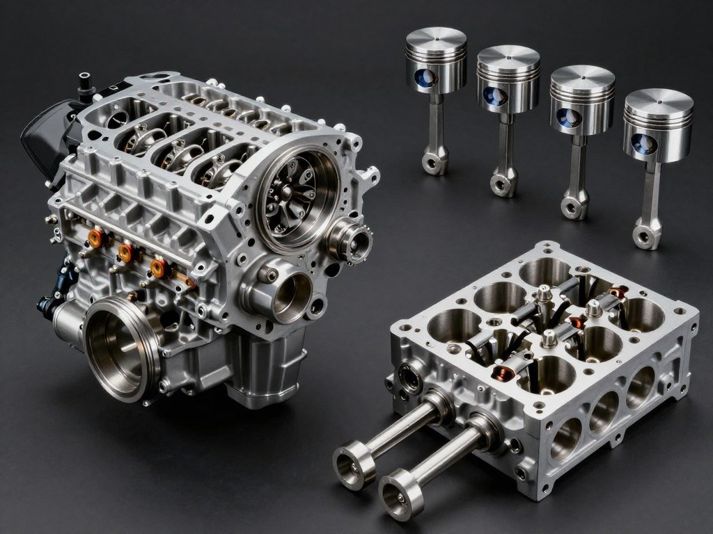 Long Block Engine with labeled components showing what's included