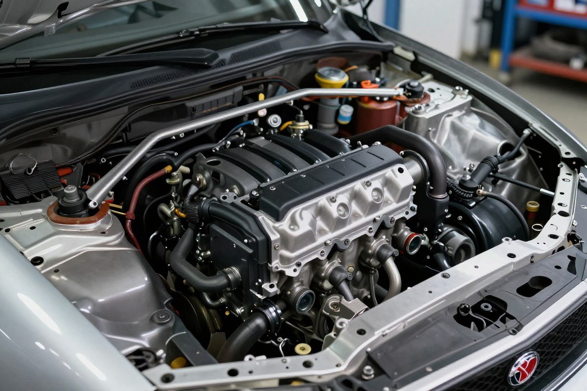 Mechanic installing a Complete Engine Package showing the simplified installation process