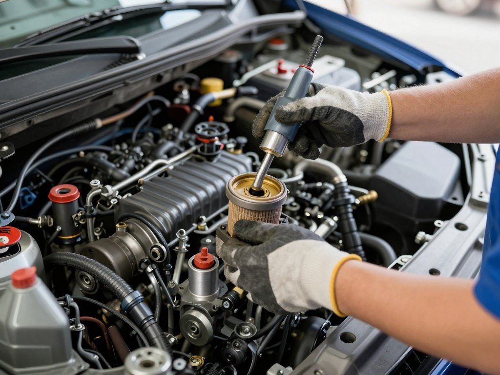 Mechanic performing maintenance on a JDM engine