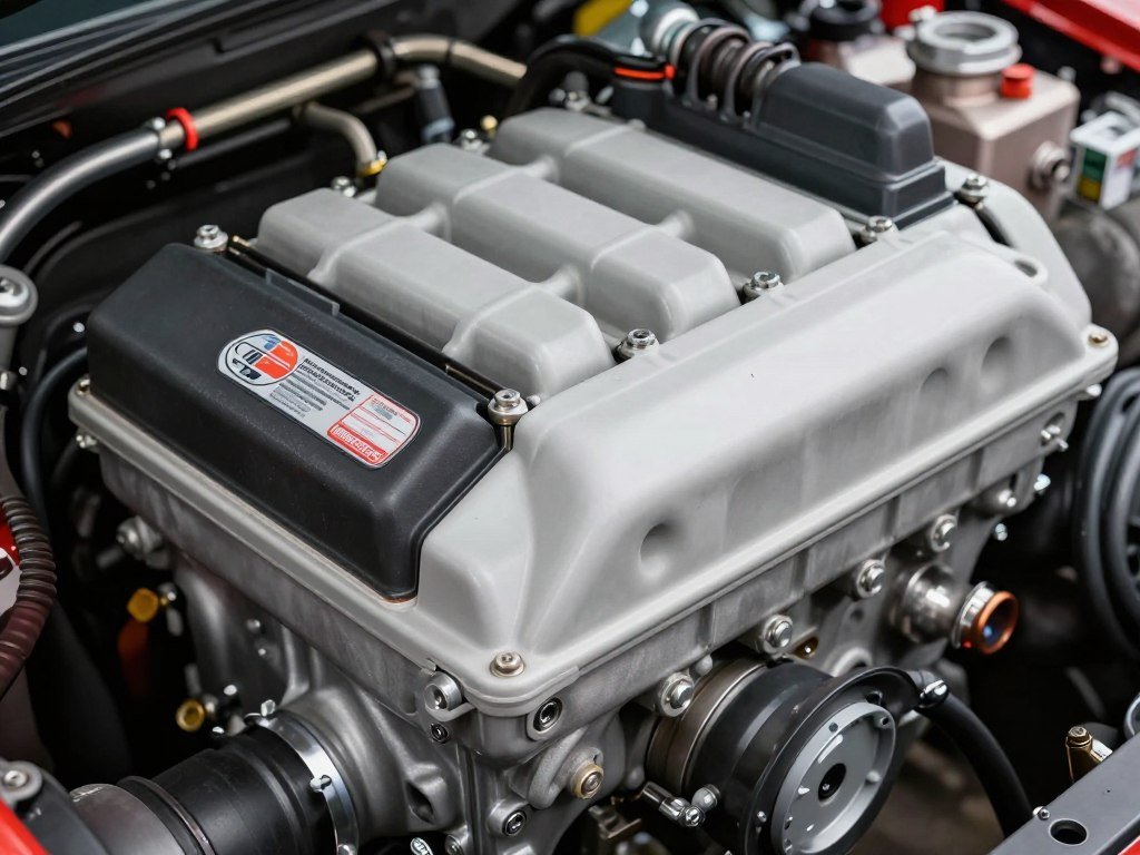 USDM engine showing American-specific components and emissions equipment